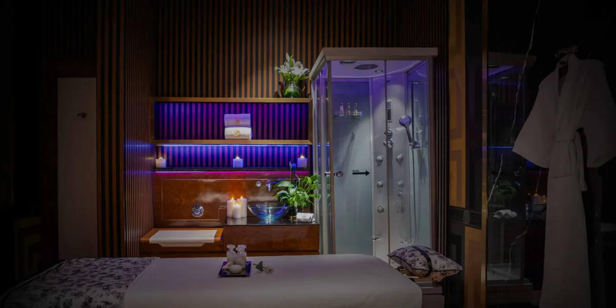 Treatment suite at the 24-hour Della Spa